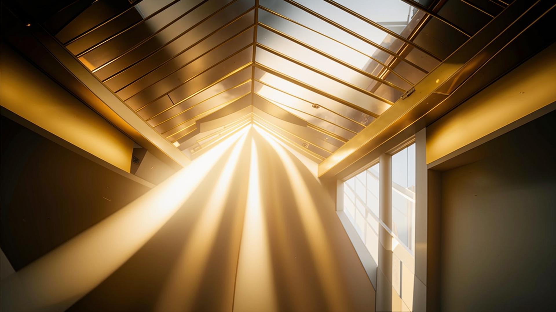 Lumière traversant une structure financière abstraite